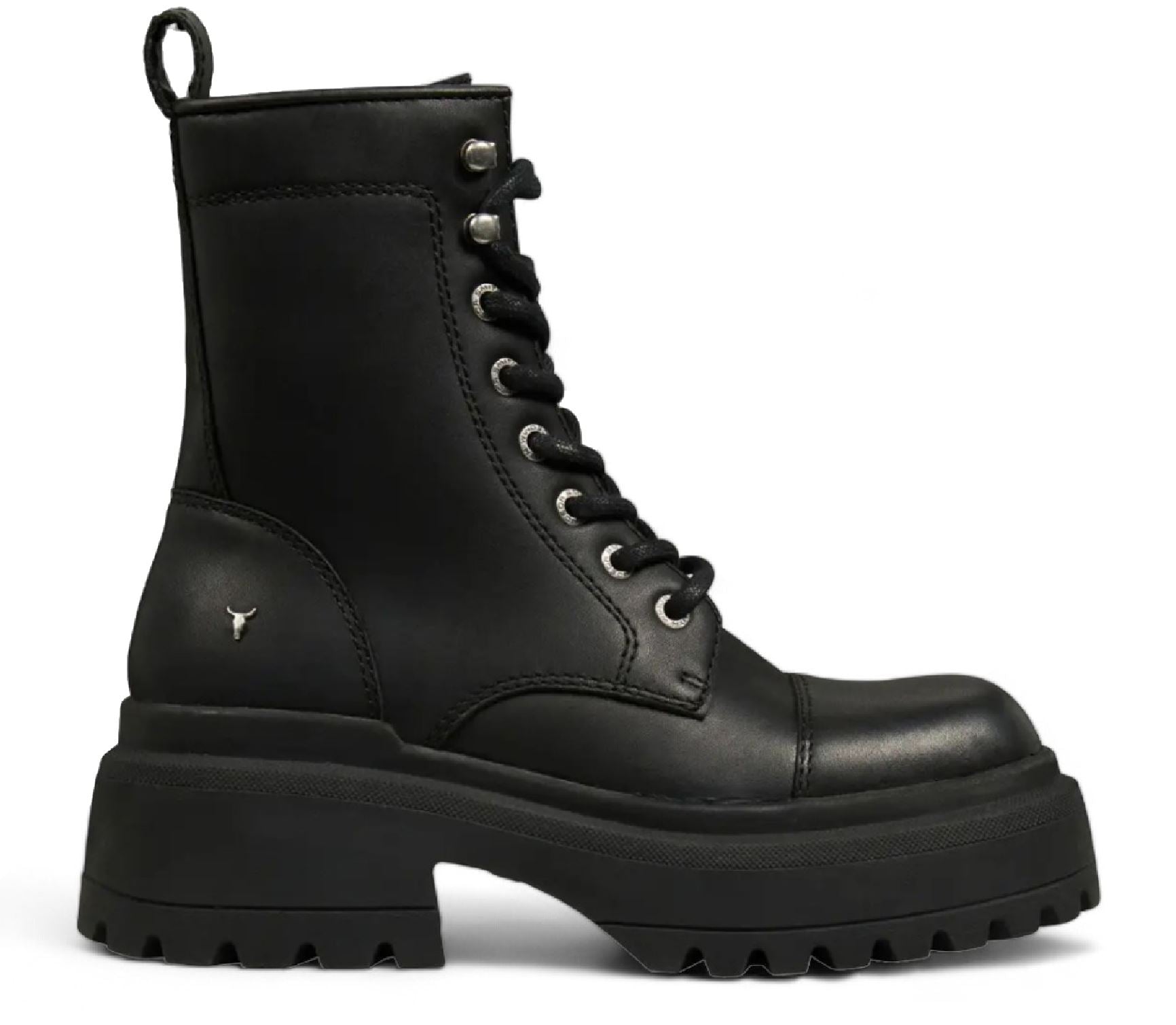 Destroy - Women's Black Mid Calf Leather Combat Boots