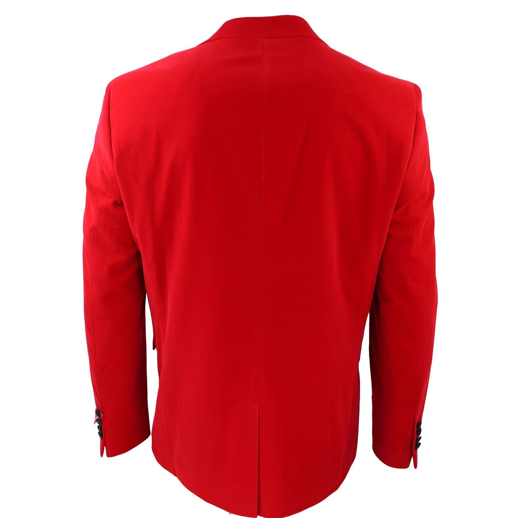 Mens Red Velvet Tuxedo Blazer Satin Peak Lapels Dinner Jacket Wedding Prom Black Tie - Knighthood Store