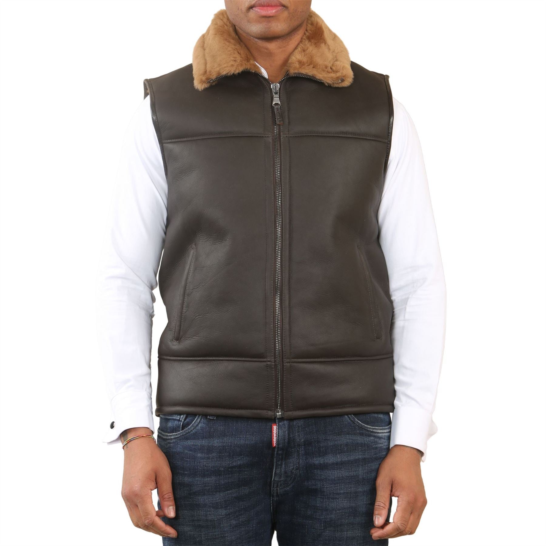 Men's Aviator Shearling Sheepskin Gilet