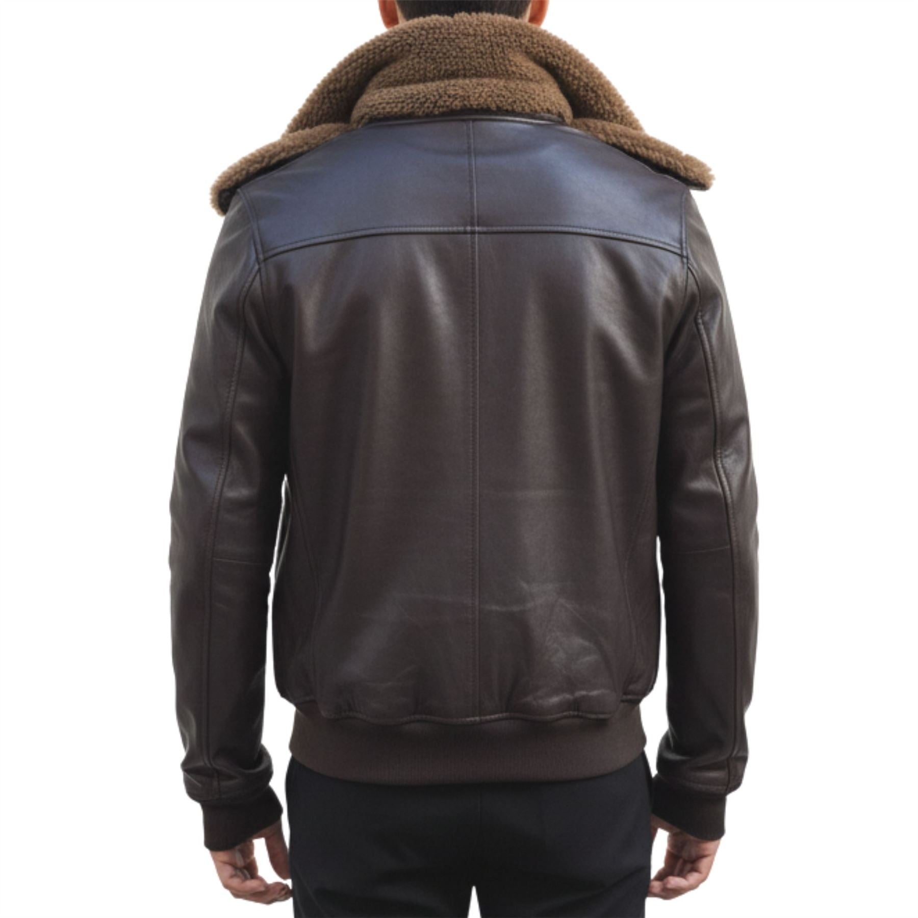 Men's Brown Leather Bomber Aviator Style Jacket