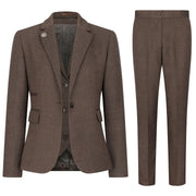 TPW-AK-06 - Women's Brown 3 Piece Herringbone Tweed Suit