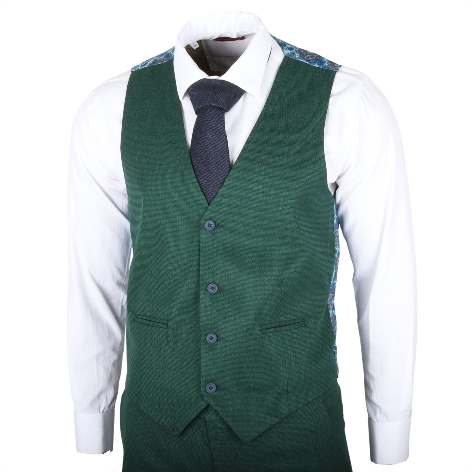 Men's Suit 3 Piece Green Classic Birdseye Wedding Formal Dress