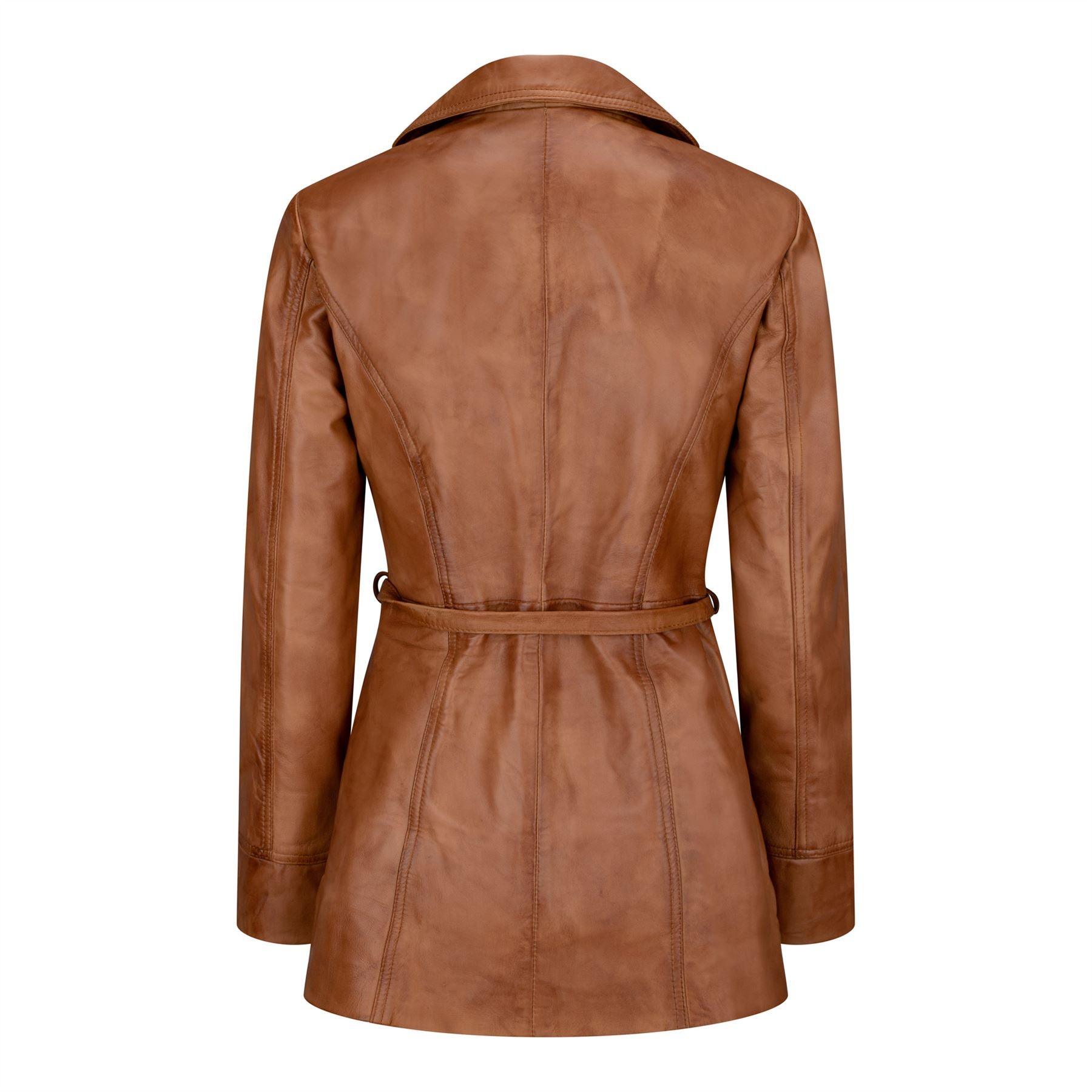 Ladies Women Real Soft Italian Black Leather Mid Length Jacket - Knighthood Store