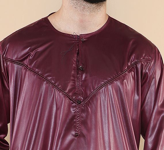 Mens Thobe Jubba Islamic Clothing Muslim Kaftan Emirati Omani Robe Satin Shiny