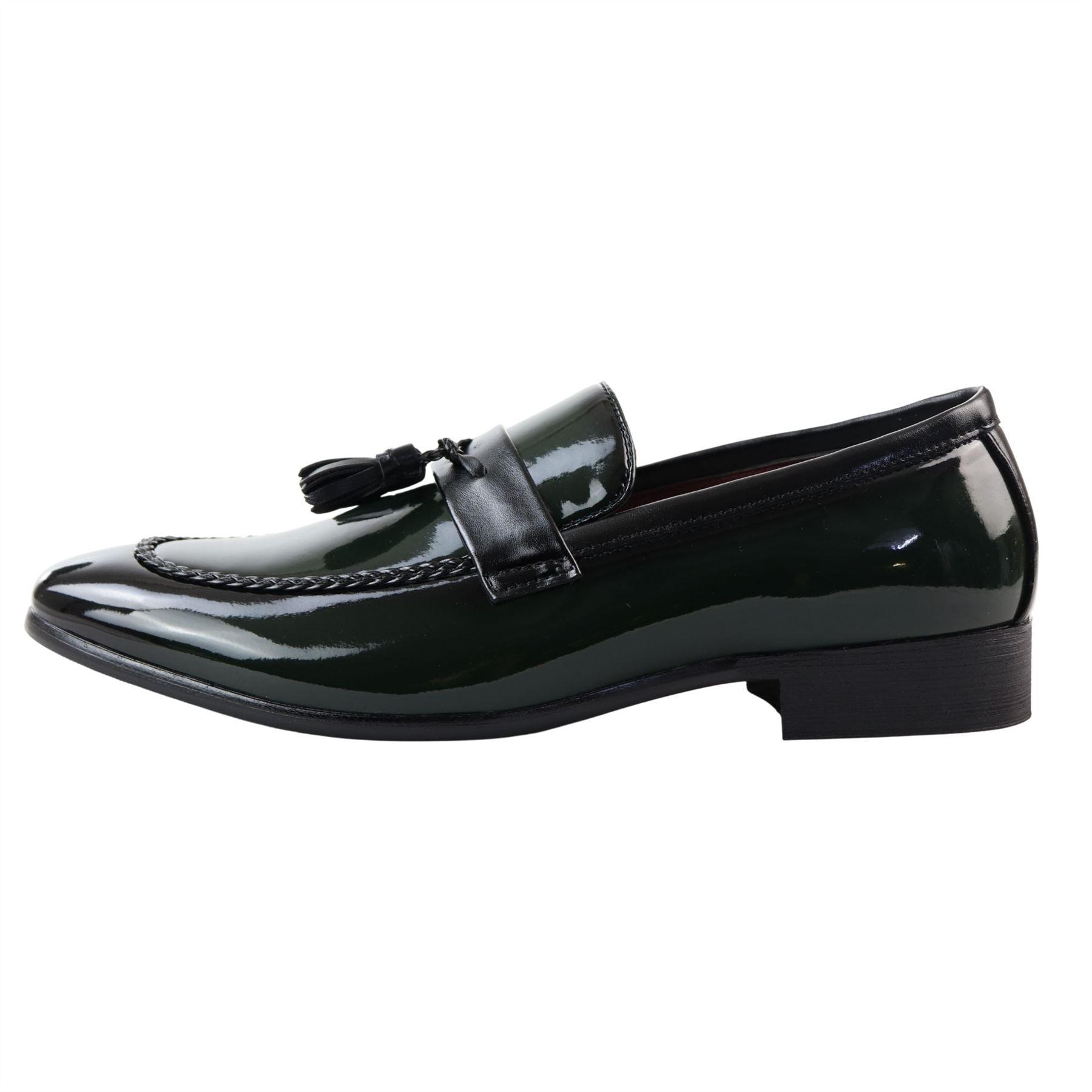 Men's Moccasin Loafers Patent Leather Lined Slip On Tassel Formal Dress Shoes - Knighthood Store