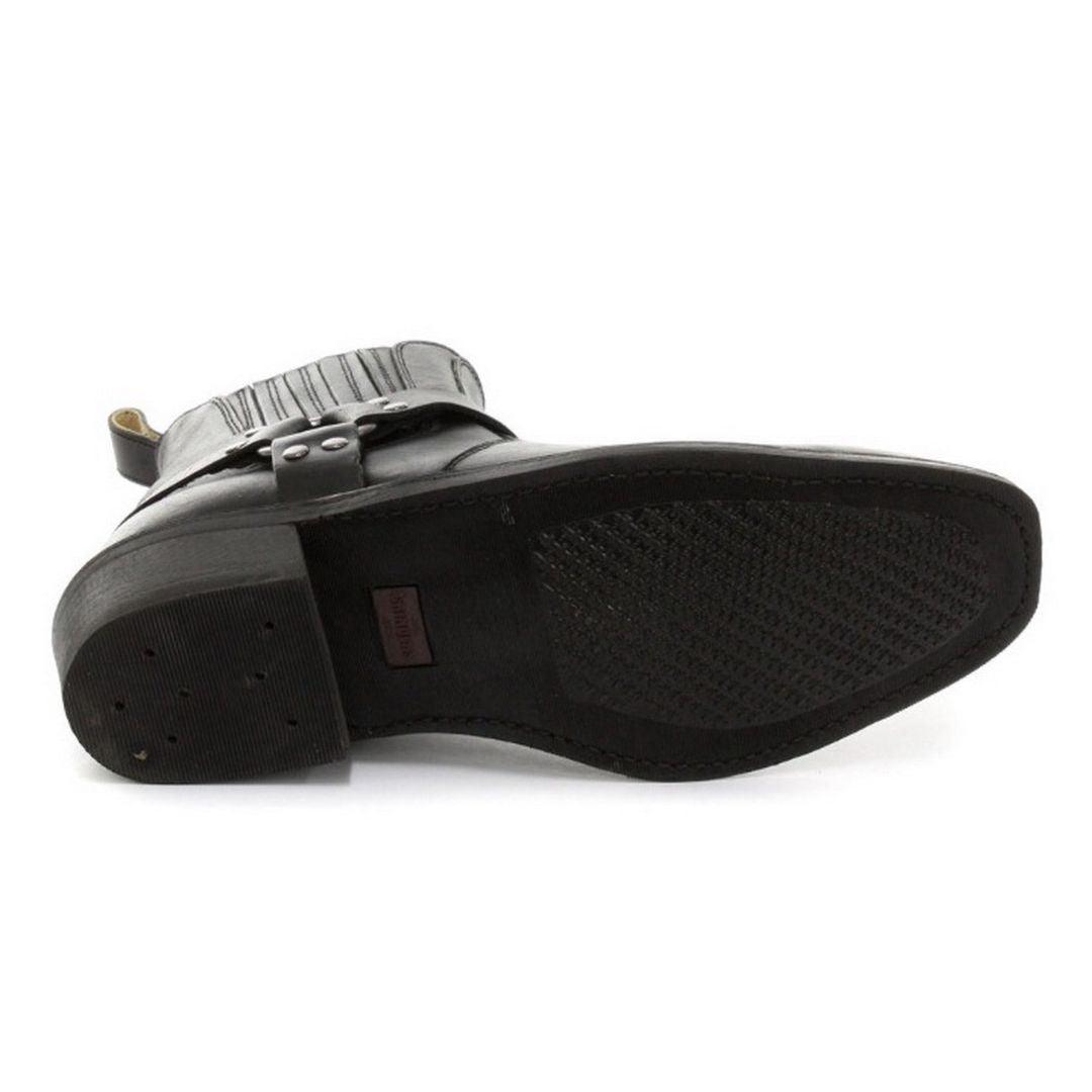 Unisex Real Leather Biker Ankle Boots Rock Punk Grinders Buckle Cowboy Riding - Knighthood Store