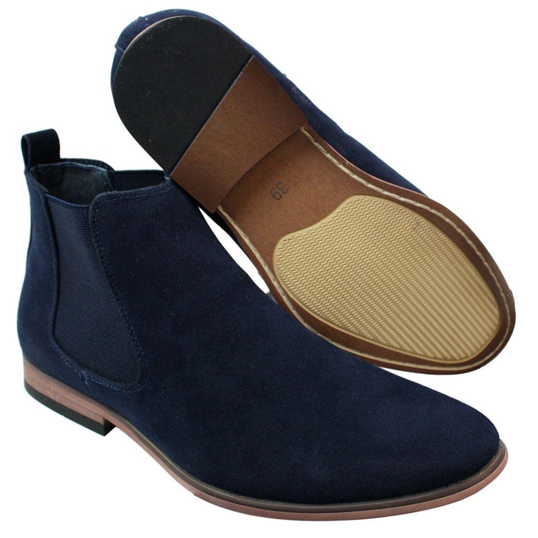Mens Italian Suede Slip On Ankle Boots Smart Casual Desert Chelsea Dealer - Knighthood Store