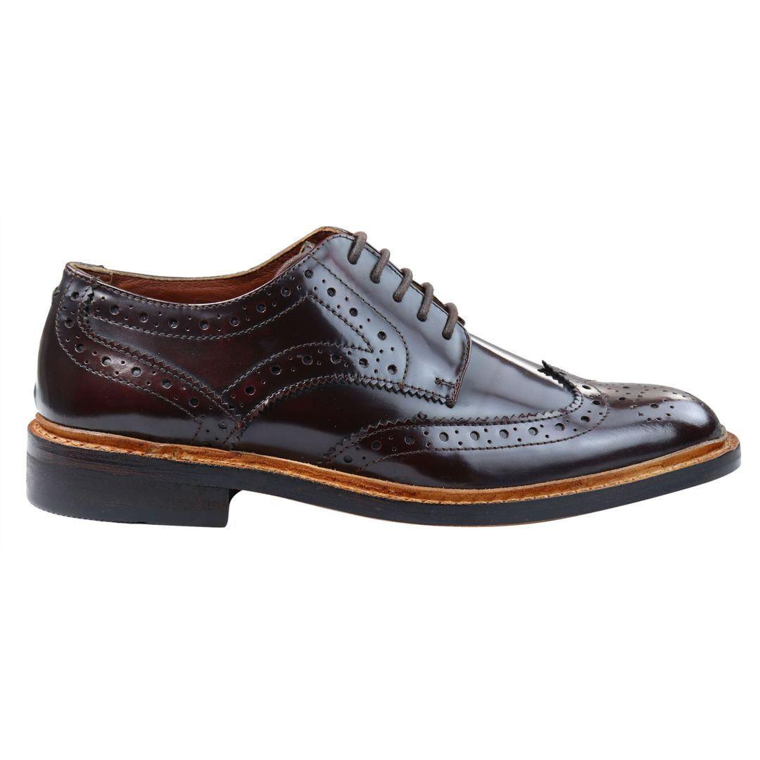 Mens Oxford Brogue Shoes Laced Leather Goodyear Welted Tan Brown Burgundy - Knighthood Store