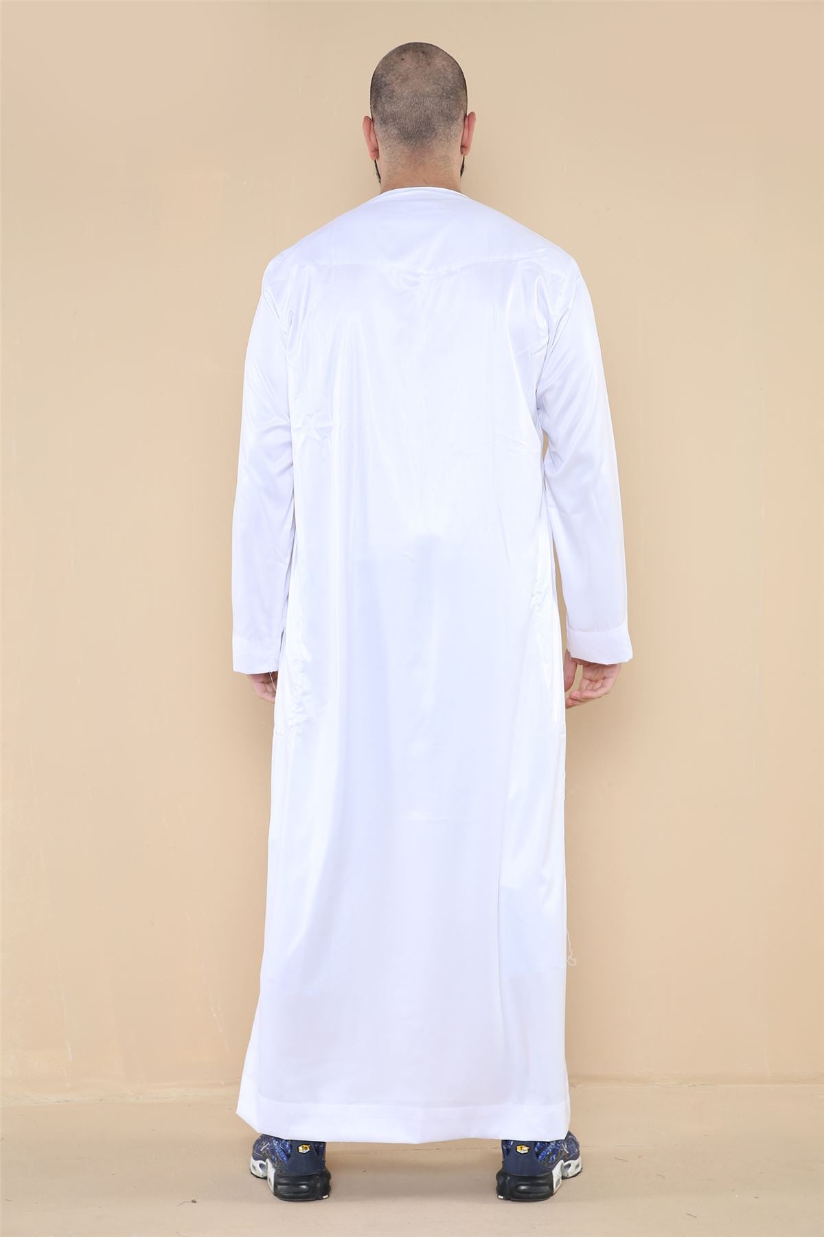 Mens Thobe Jubba Islamic Clothing Muslim Kaftan Emirati Omani Robe Satin Shiny