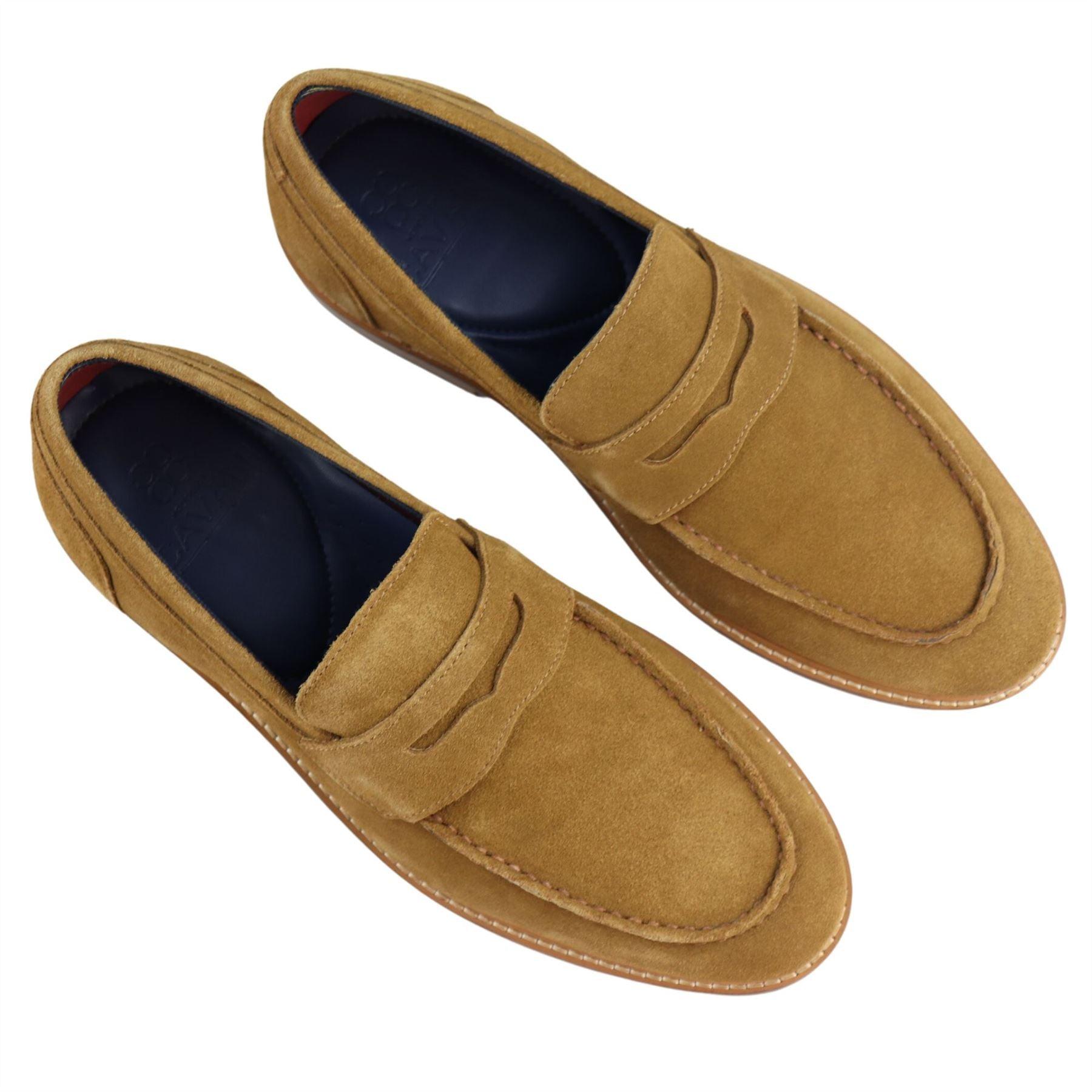 Mens Real Full Suede Slip On Loafers Boat Shoes Smart Casual Classic Comfort Fit - Knighthood Store