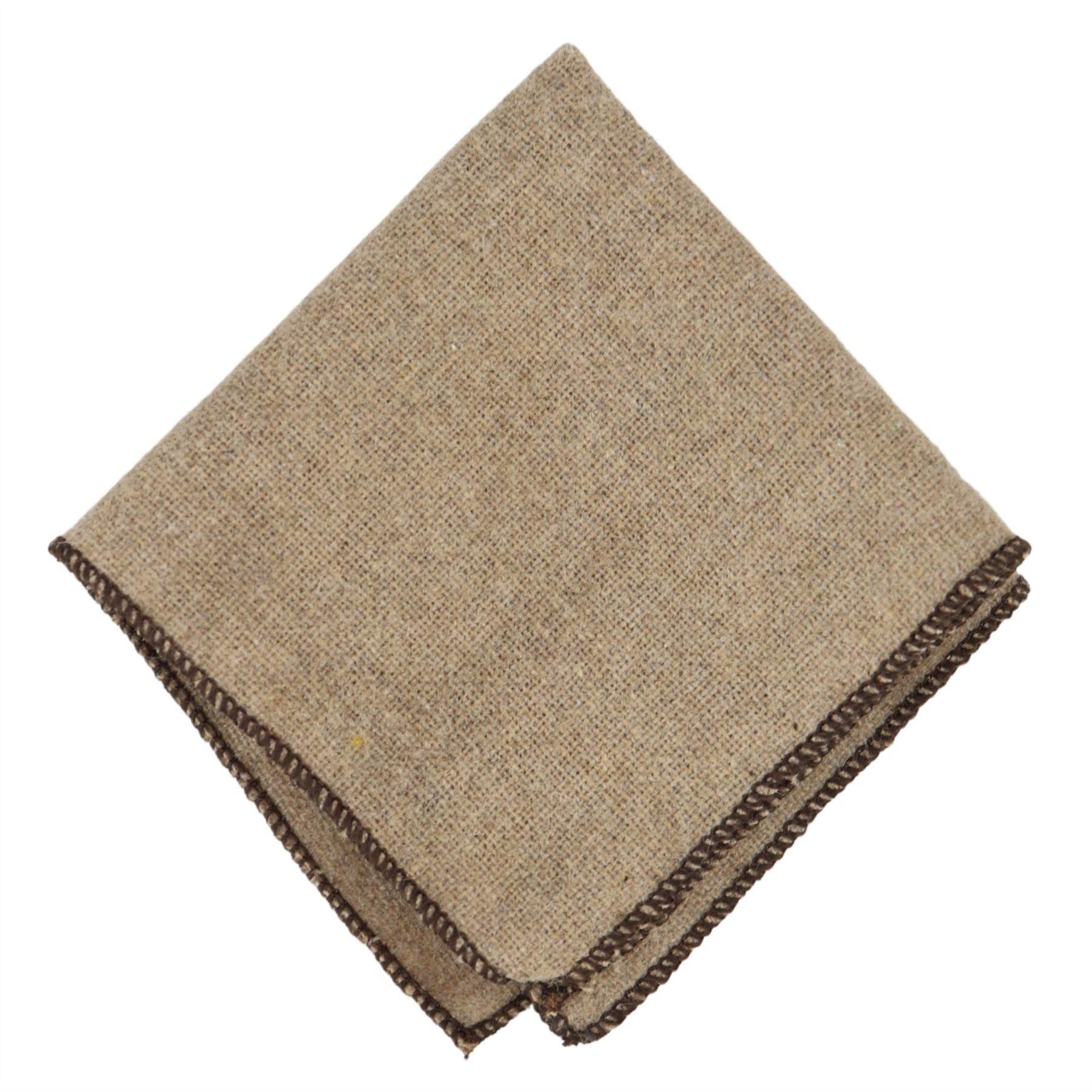 Camel Beige Oak Tweed Tie Hankie Hankerchief 2" Smart Formal Vintage Classic - Knighthood Store