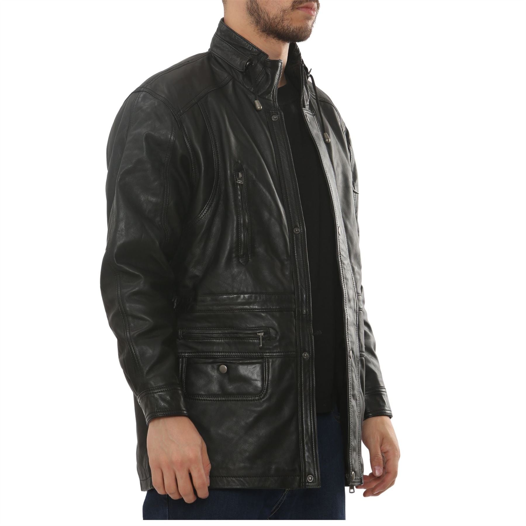 Men's Lambskin Leather Mid Length Jacket