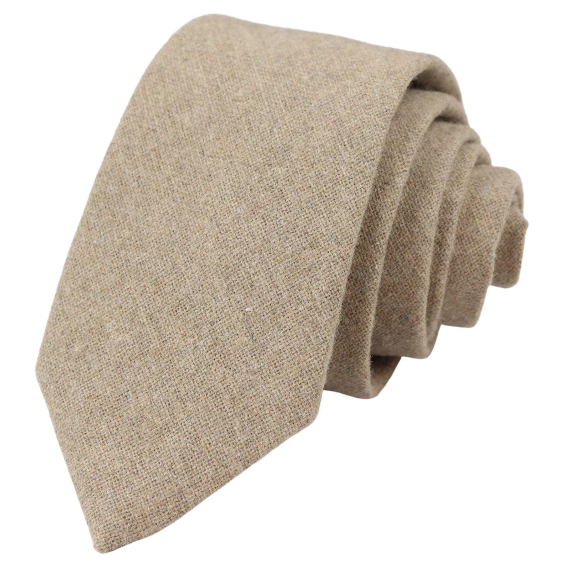 Camel Beige Oak Tweed Tie Hankie Hankerchief 2" Smart Formal Vintage Classic - Knighthood Store