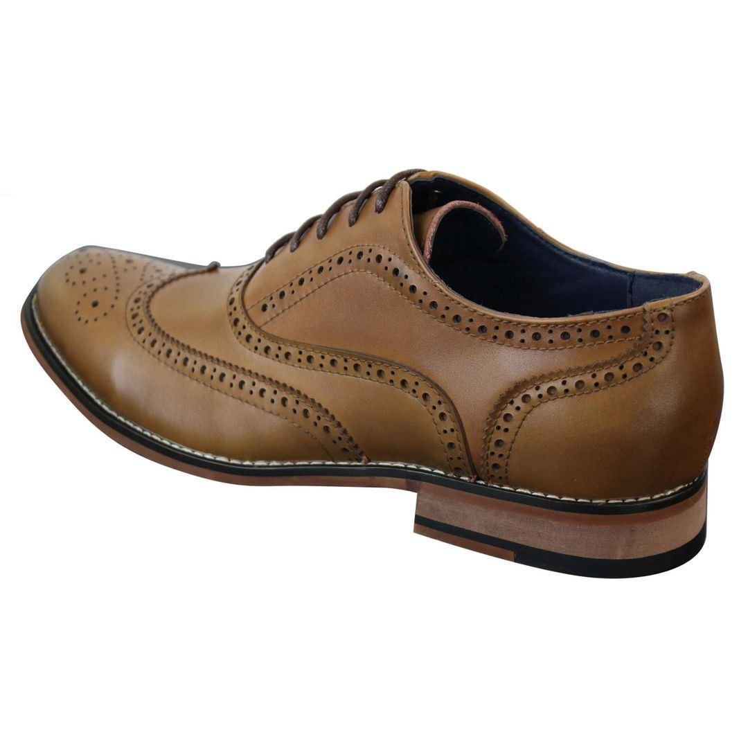 Mens Real Leather Laced Gatsby Brouges Smart Designer Retro Vintage Shoes - Knighthood Store