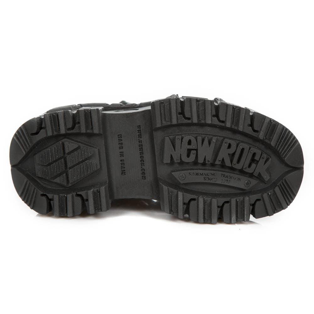 New Rock M-TANK106-C2 Unisex Black 100% Leather Goth Platform Space Shoes - Knighthood Store