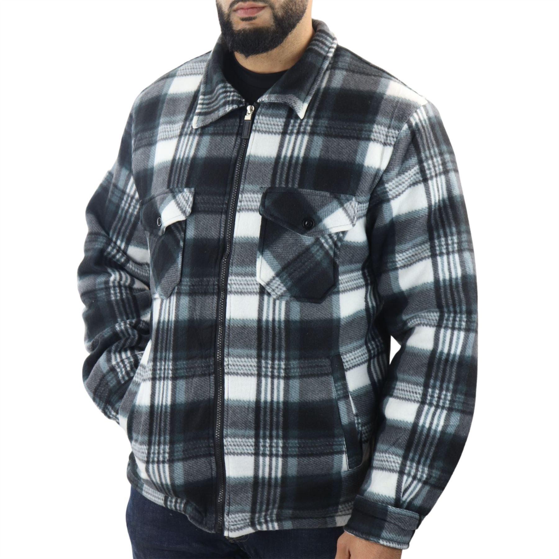 Men's Jumper Thermal Fleece Fur Lined Lumberjack Zipped Check Winter Shirt - Knighthood Store
