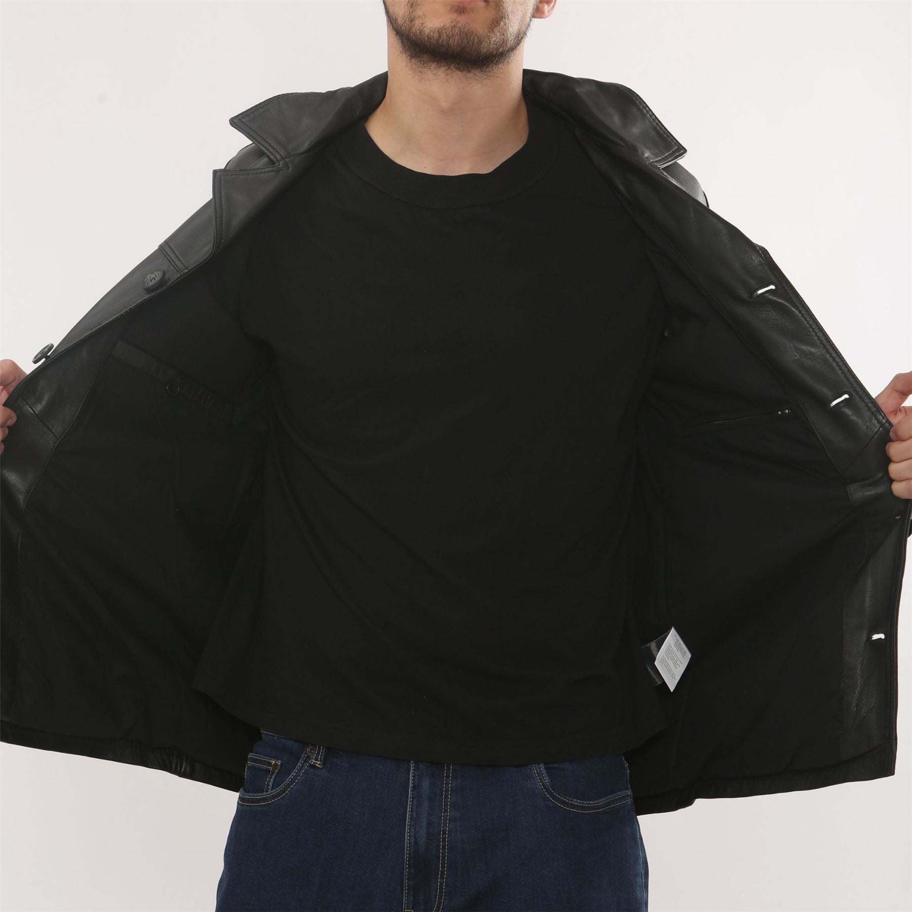 Men's Leather Car Coat Collared Blazer Style Jacket