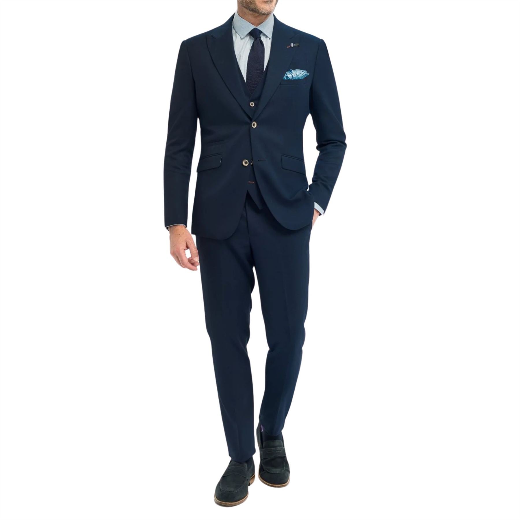Men's Suit 3 Piece Navy Tailored Fit Wedding Prom Classic