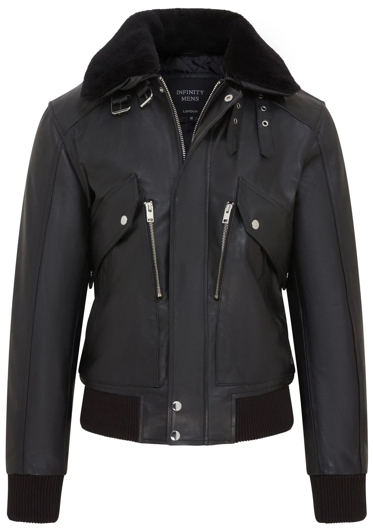 Men's Black Cowhide Aviator Bomber Leather Jacket