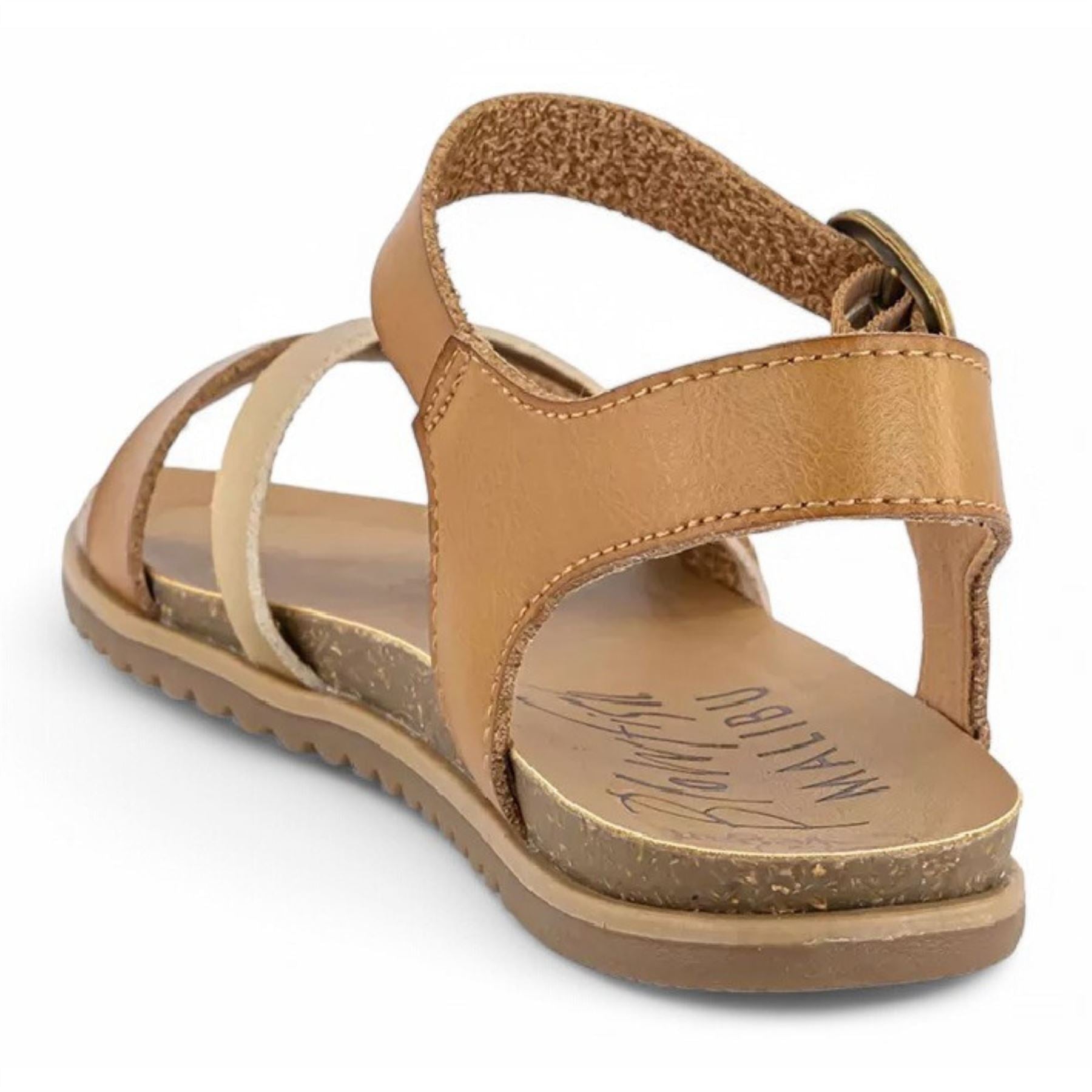 Monti-B - Women's Tan Strappy Buckle Wedge Sandals
