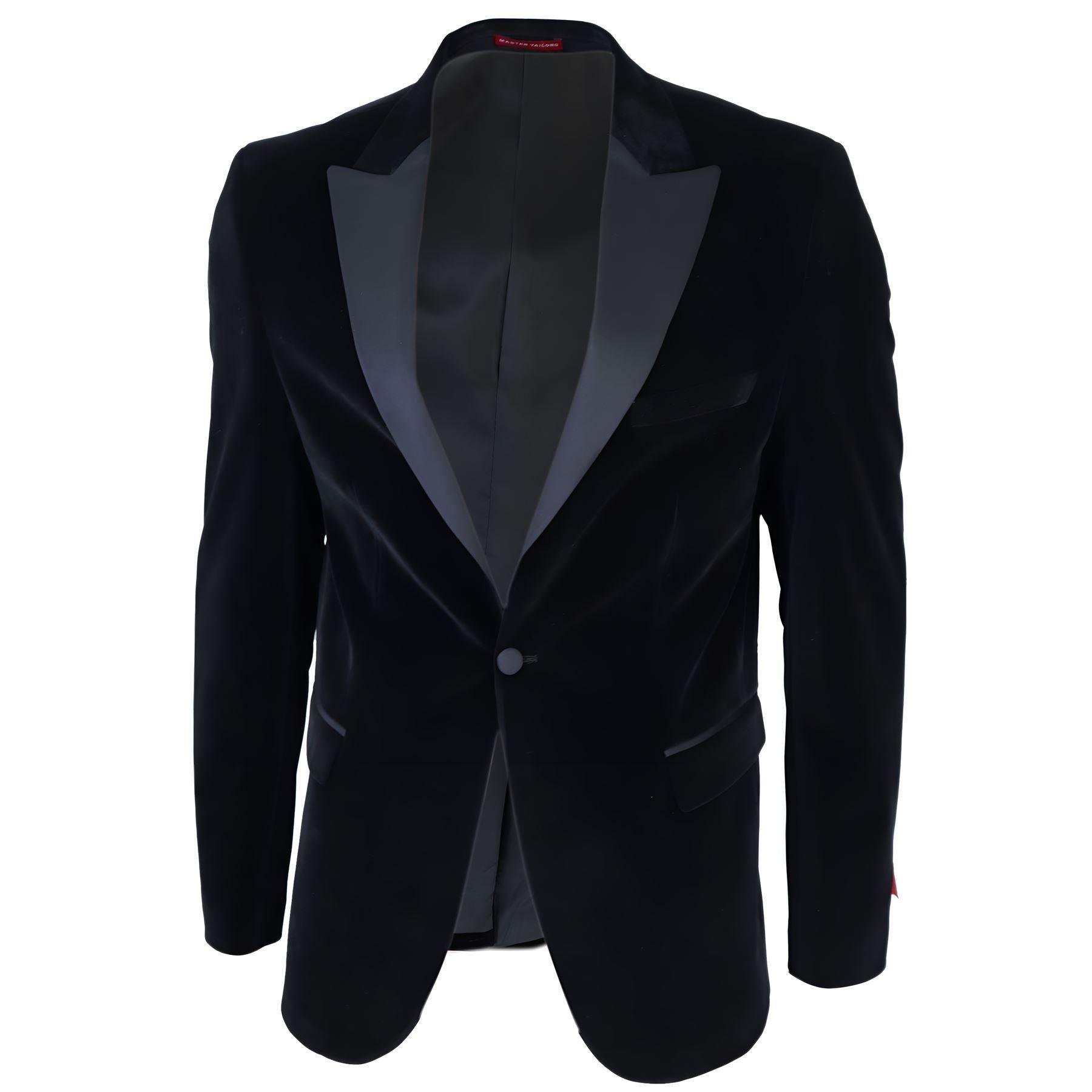 Mens Black Velvet Tuxedo Blazer Satin Peak Lapels Dinner Jacket Wedding Prom Black Tie - Knighthood Store