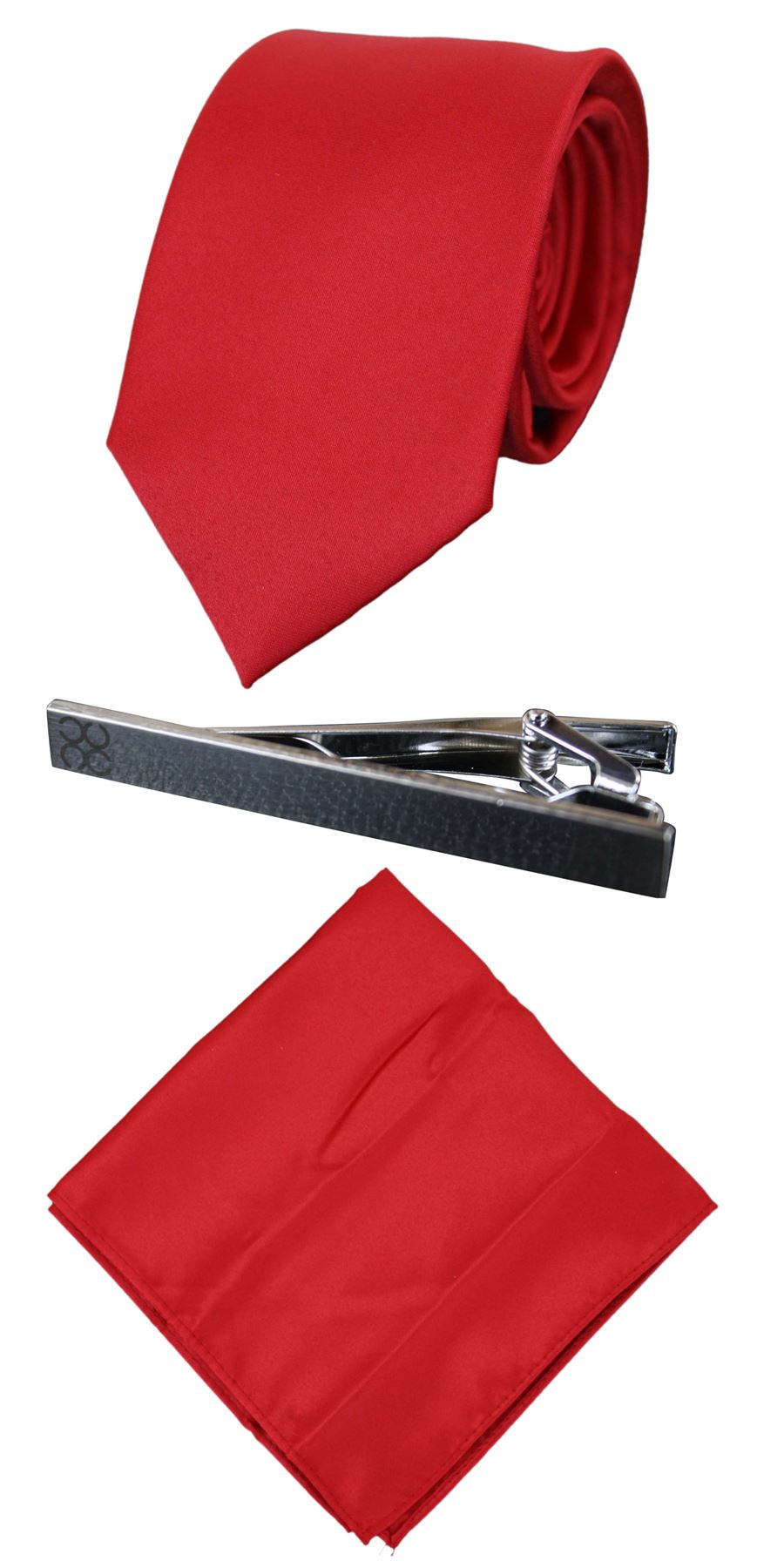 Mens Matching Satin Silk Tie Hanky Hankerchief & Tie Clip Polka Dot Wedding Prom Office