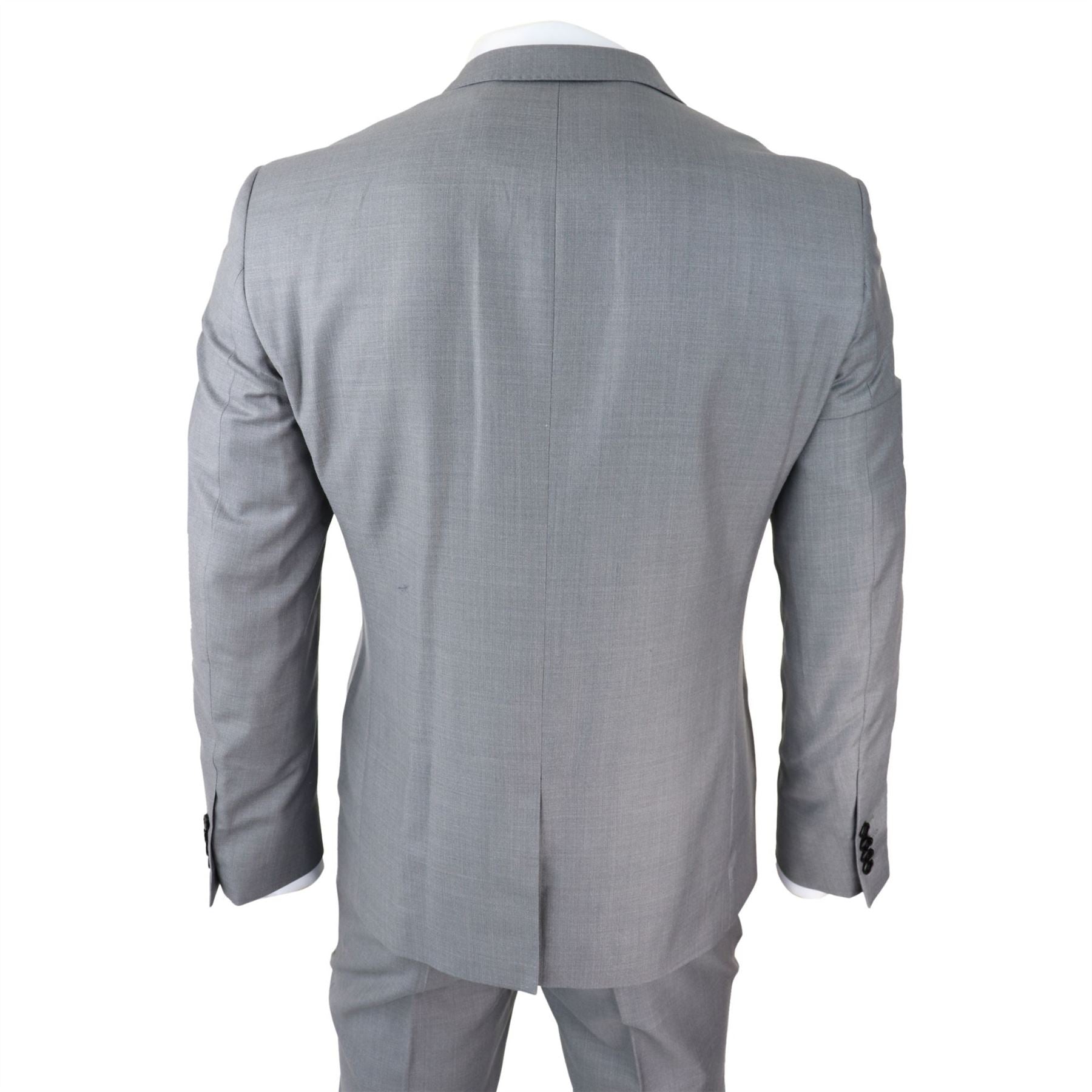 Mens Light Grey 3 Piece Suit Classic Stitch Wedding Summer Prom Classic Grooms