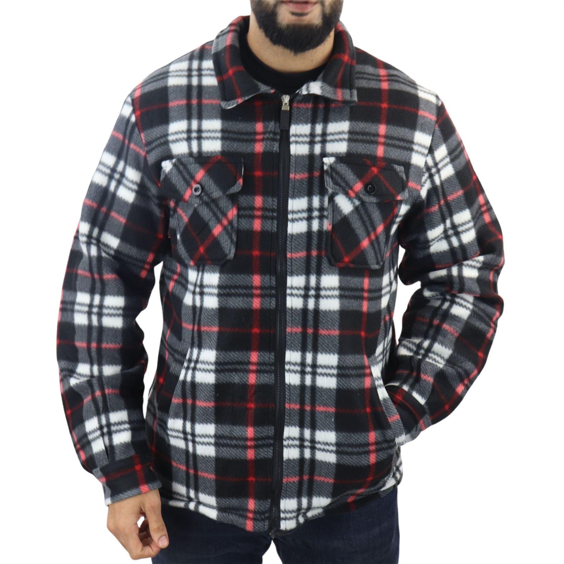 Men's Jumper Thermal Fleece Fur Lined Lumberjack Zipped Check Winter Shirt - Knighthood Store