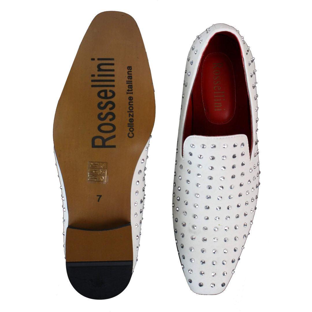 Mens Suede Slip On Loafers Shoes Stud Spikes Silver Smart Casual Shiny Party - Knighthood Store