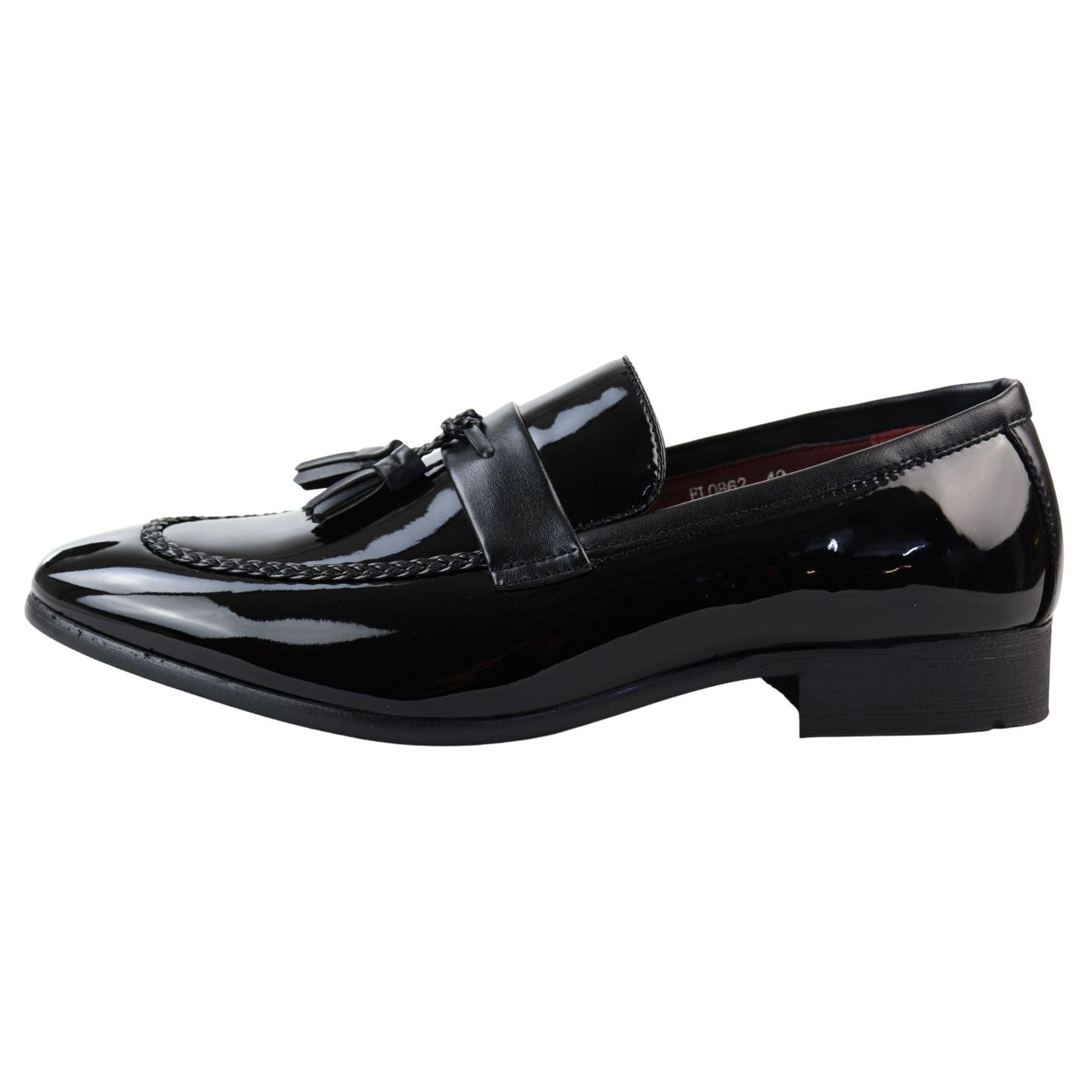 Men's Moccasin Loafers Patent Leather Lined Slip On Tassel Formal Dress Shoes - Knighthood Store