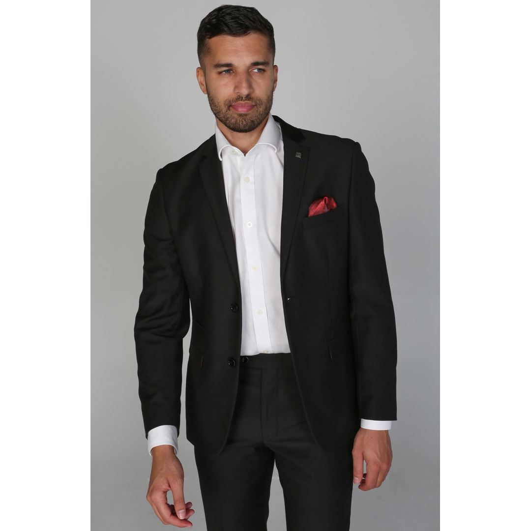 Parker - Men's Plain Black Blazer Prom Wedding Office