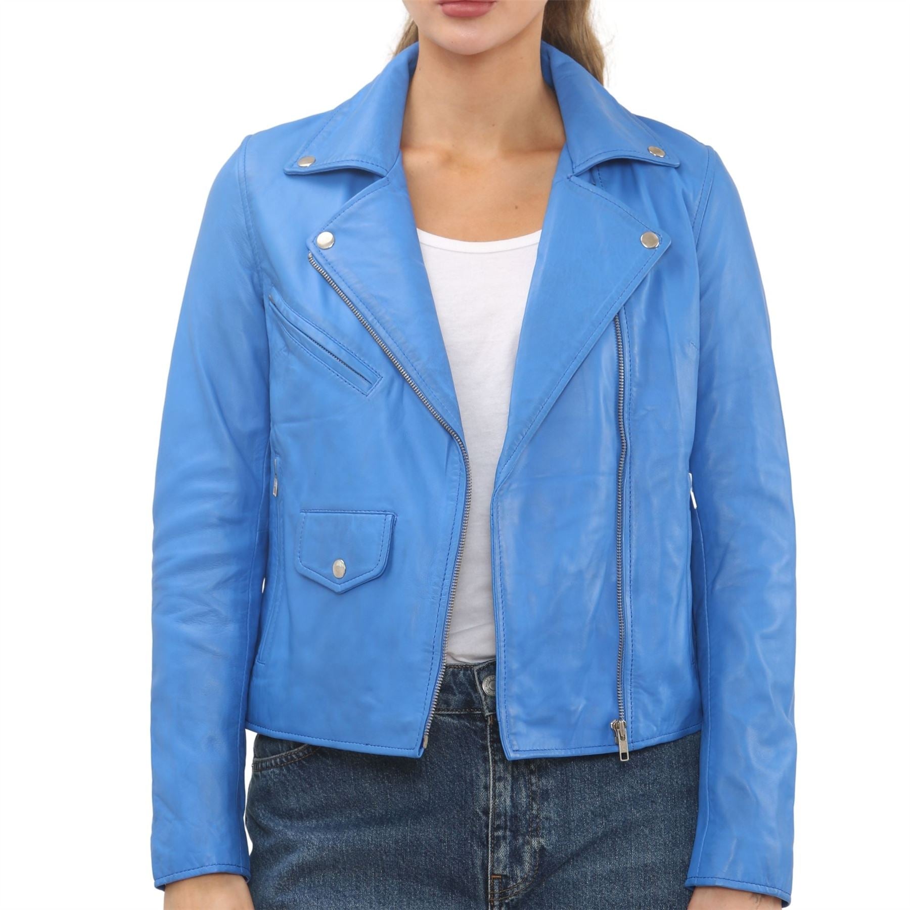 Women's Real Leather Brando Style Biker Jacket