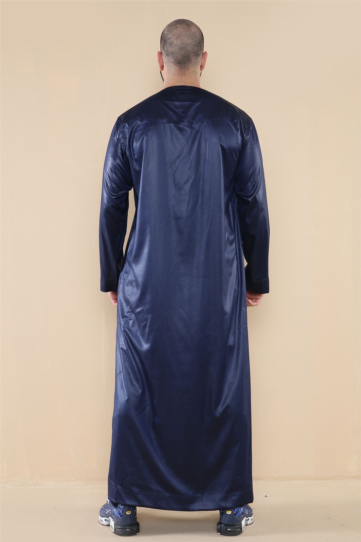 Mens Thobe Jubba Islamic Clothing Muslim Kaftan Emirati Omani Robe Satin Shiny