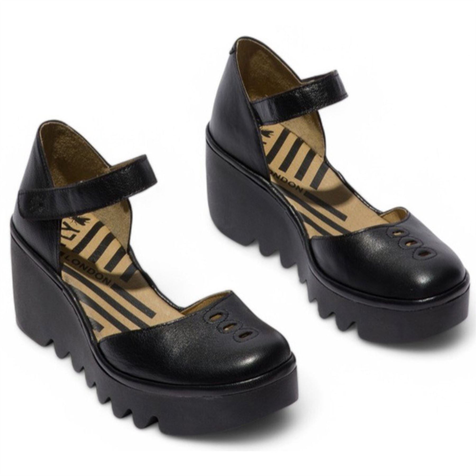 BISO305FLY - Women's Wedge Heel Closed Toe Leather Sandals