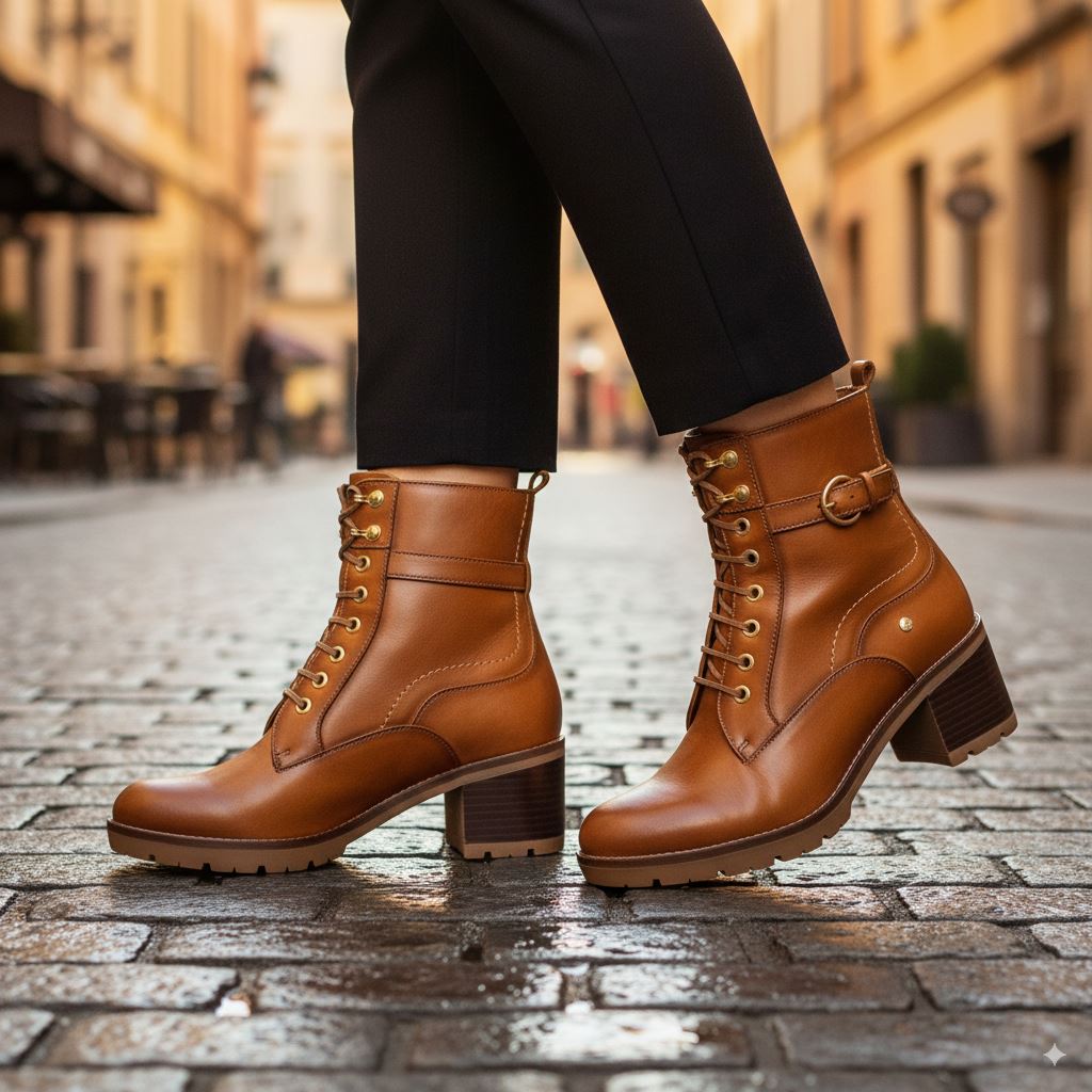 Llanes - Women’s Brandy Brown Leather Mid-Heel Ankle Boots