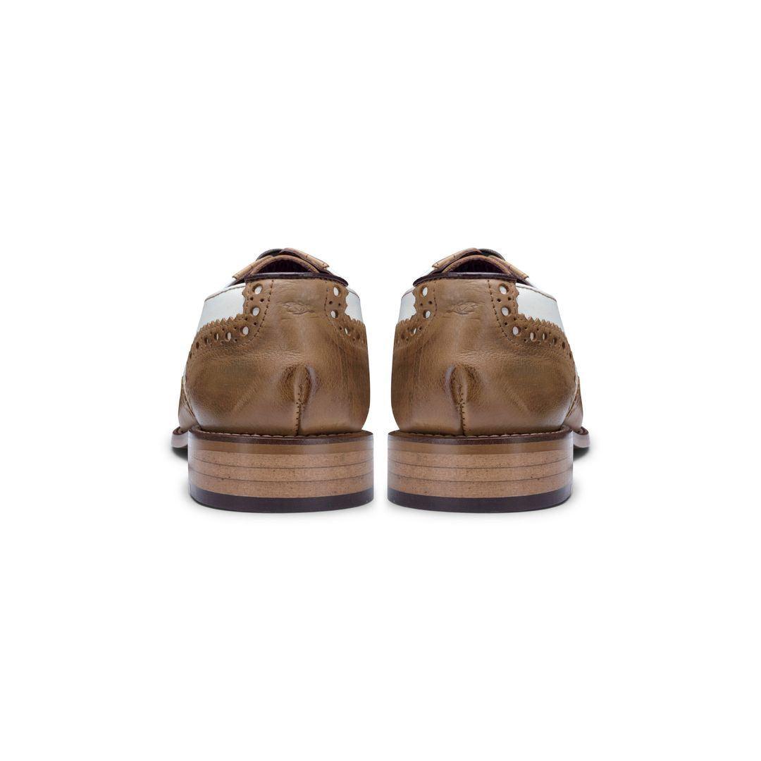 Mens Real Leather Vintage Shoes Brogues 1920s Suede Tweed Laced Shoes Smart Formal - Knighthood Store