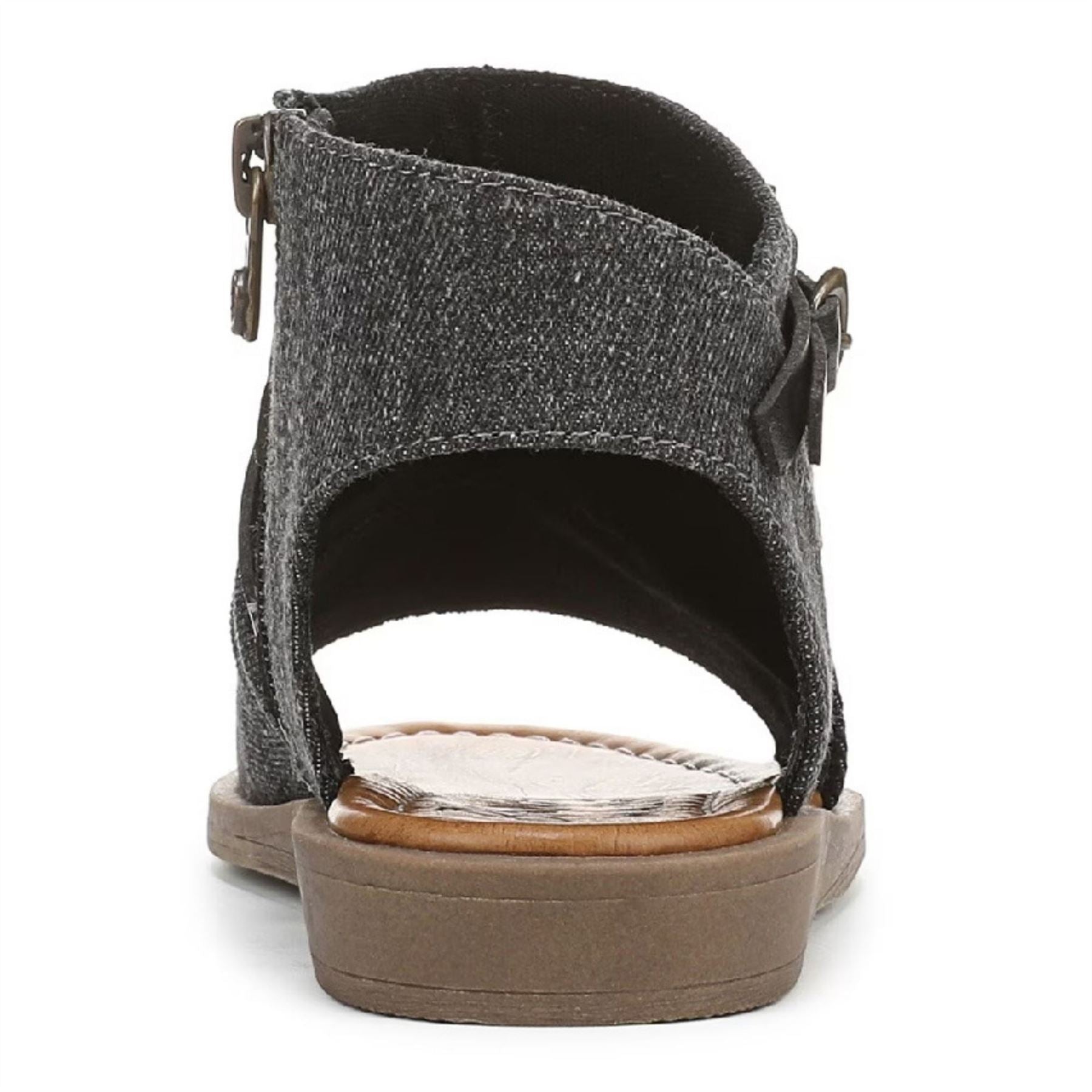 Denver - Women's Charcoal Strappy Low Wedge Sandals