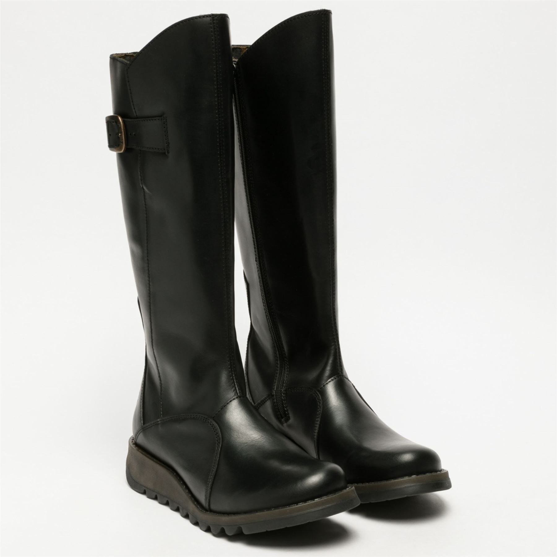 MOL2 - Women's Wedge Heel Knee High Leather Boots