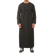Men's Thobe Emirati Omani Jubba Islamic Clothing Muslim Kaftan Eid Robe Arab Gold Embroidery