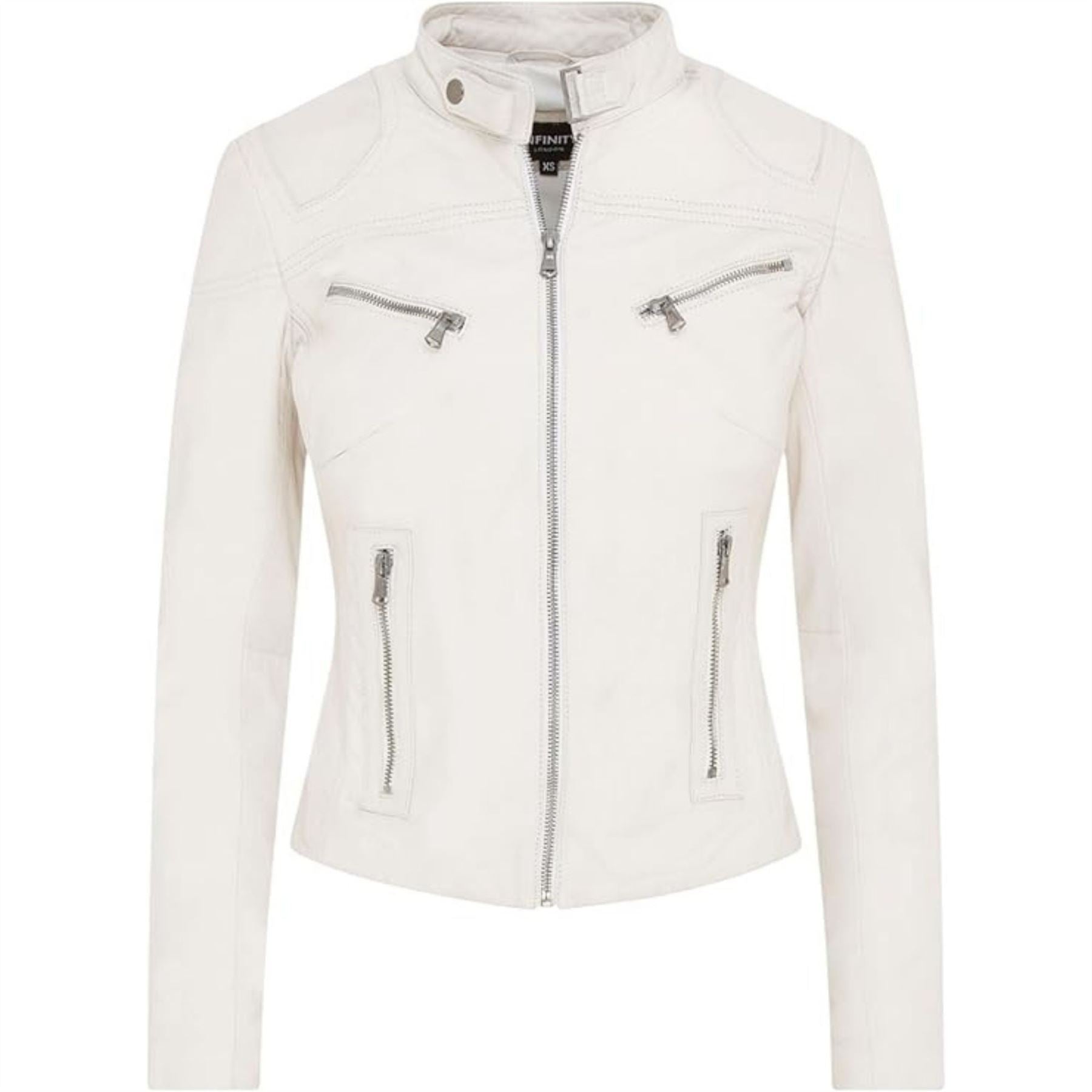Women's Real Leather Classic Racer Style Biker Jacket
