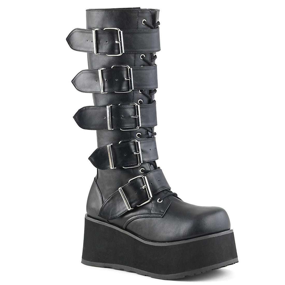 Wedge Knee High Boots Demonia TRASHVILLE 518 Boots Unisex Goth Punk EMO Platform - Knighthood Store