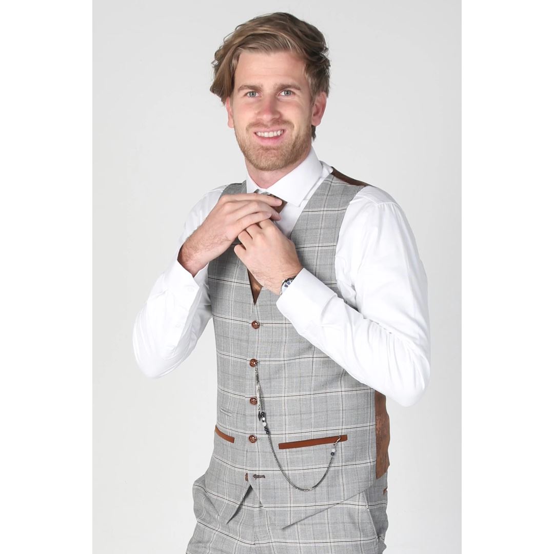 Francis - Men's Grey Check Waistcoat Office Wedding