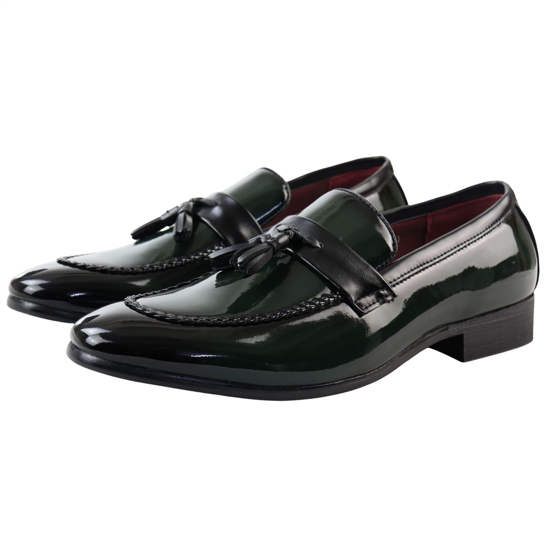 Men's Moccasin Loafers Patent Leather Lined Slip On Tassel Formal Dress Shoes - Knighthood Store