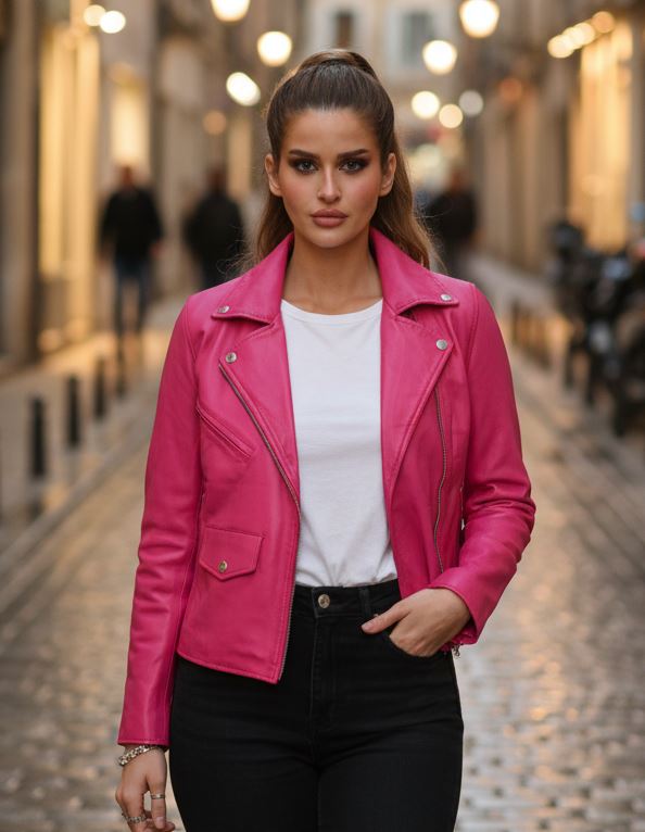 Women's Real Leather Brando Style Biker Jacket