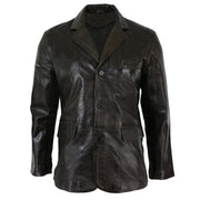 Mens Classic 2 Button Blazer Jacket Distressed Brown Soft Genuine Real Leather - Knighthood Store