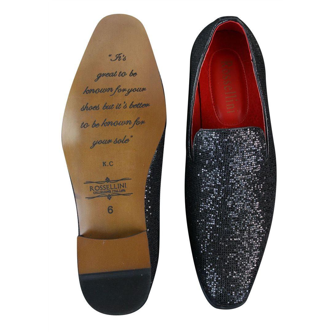 Mens Shiny Silver Gold Black Slip On Glitter Shoes Party Smart Patent Leather - Knighthood Store