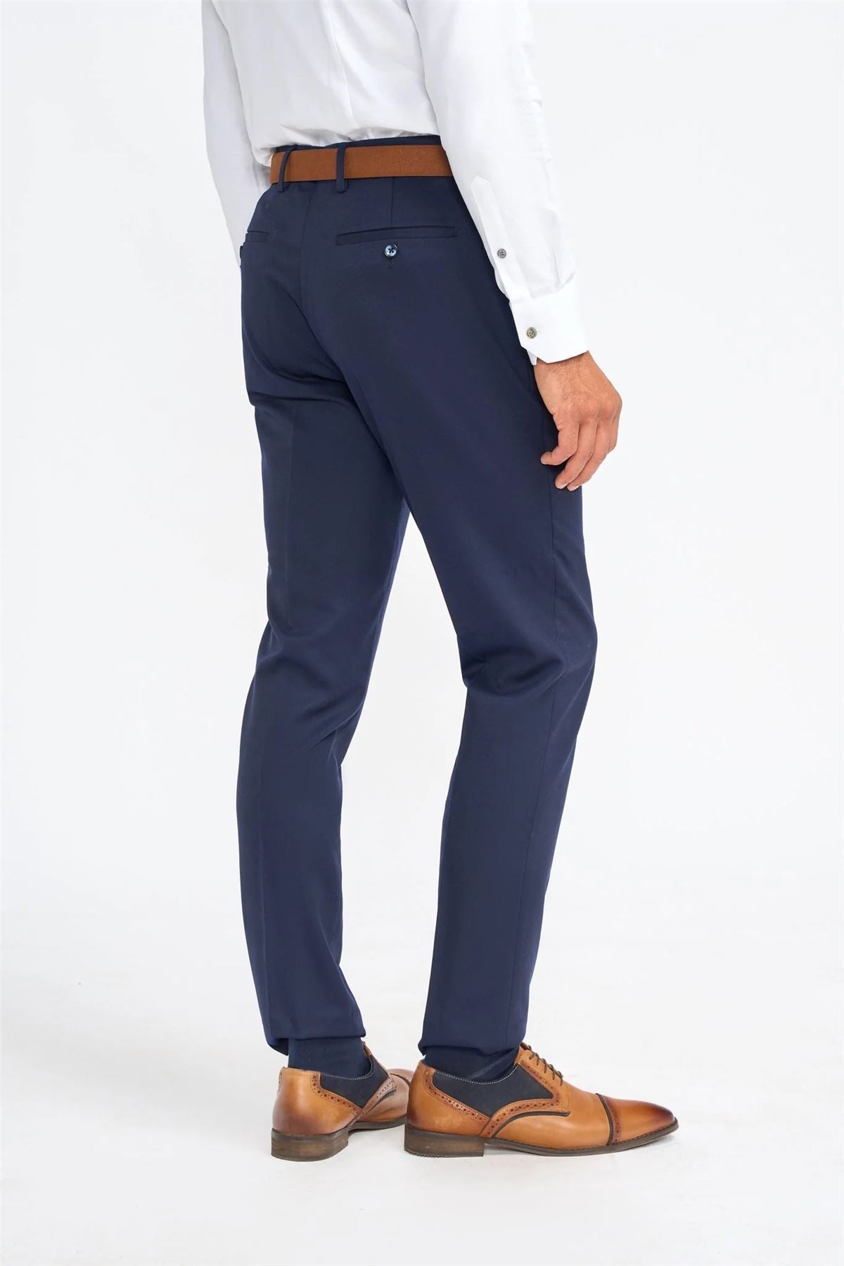Men's Navy Blue Trousers Wool Formal Suit Pants