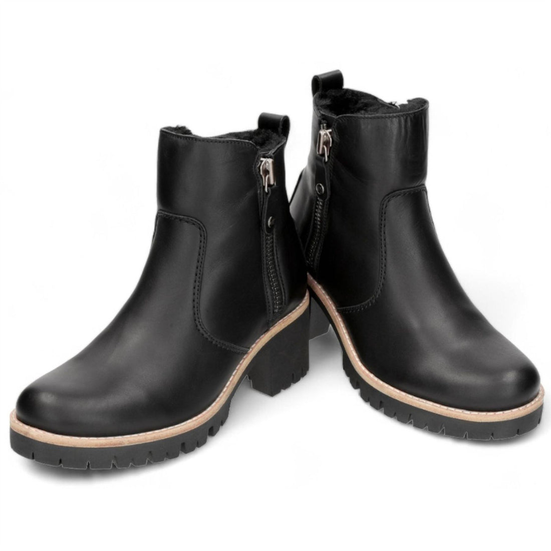 Trav B2 - Women's Black Side Zipped Leather Ankle Boots