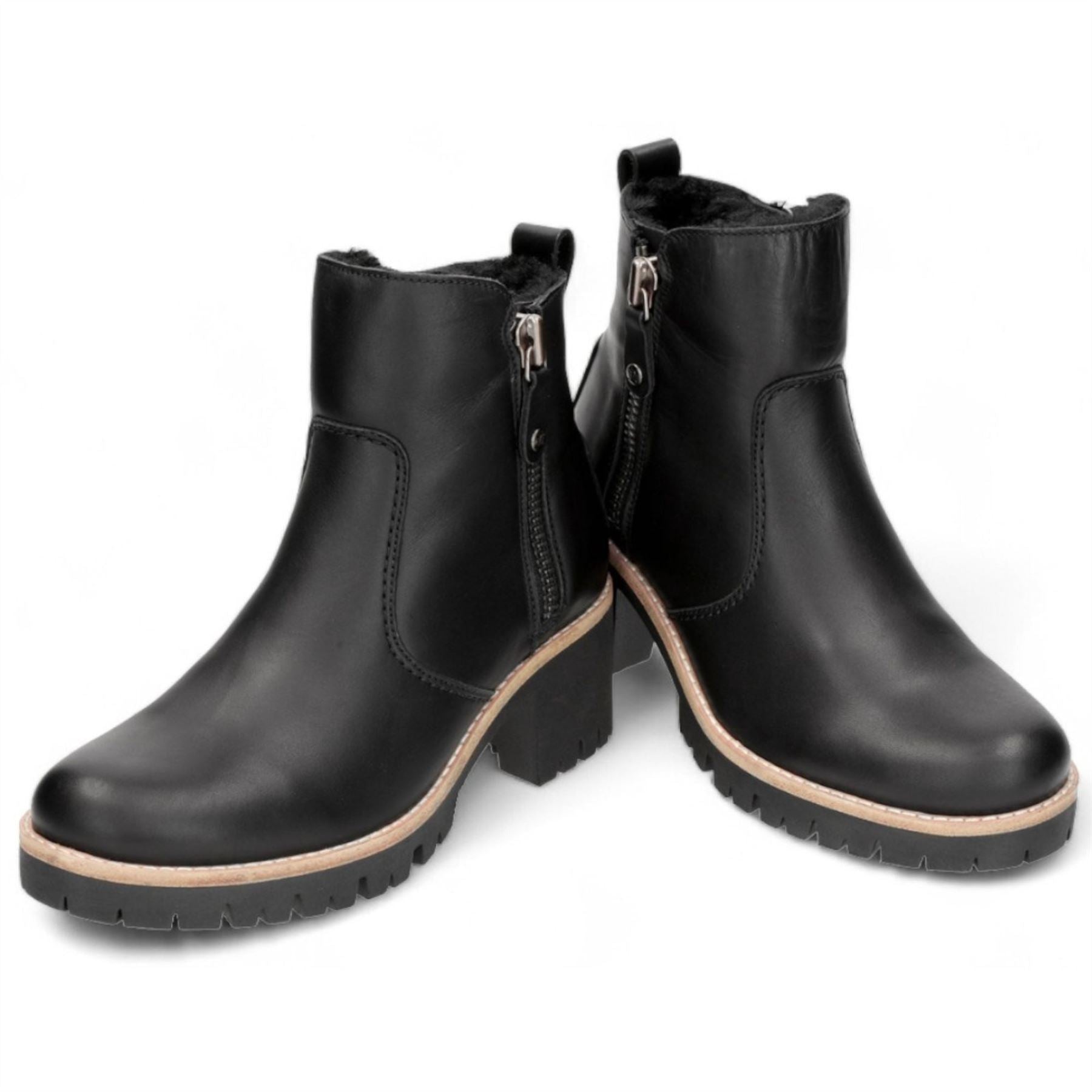 Trav B2 - Women's Black Side Zipped Leather Ankle Boots