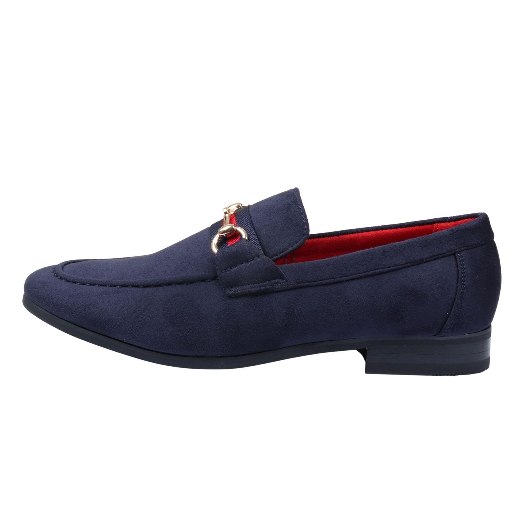 Men's Suede Leather Lined Gold Buckle Loafers